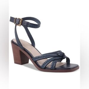 Giani Bernini Braided Navy Ankle-Strap Block Heel Sandal